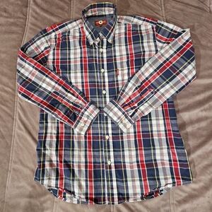 Converse Original Men's Casual Plaid Botton Down Shirt Size L - Red, Blue, White